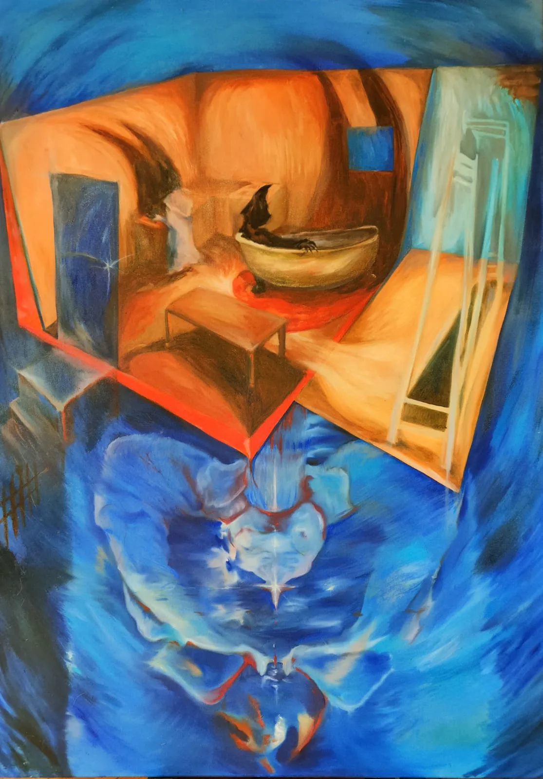 Nieproszony gość · olej na płótnie · 100 × 110 cm