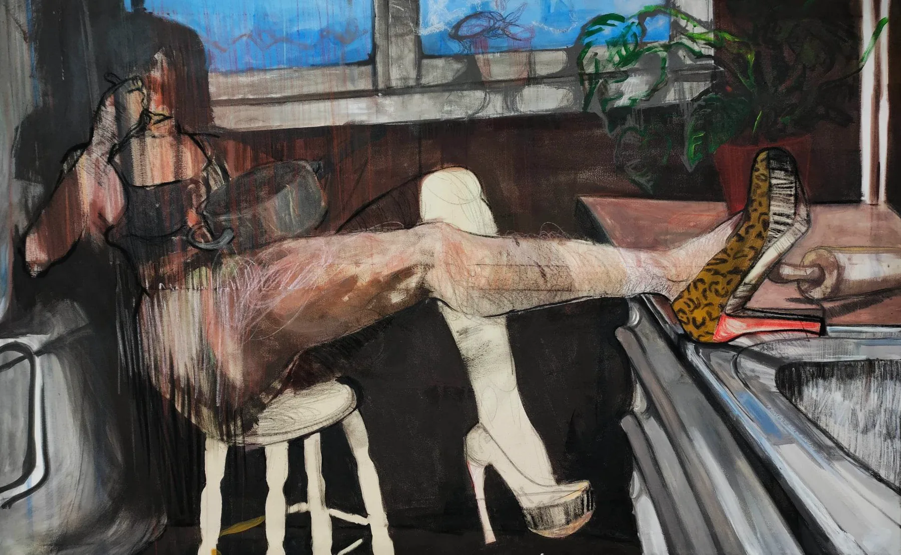 140 × 100 cm · akryl i pastele na płótnie · 2023