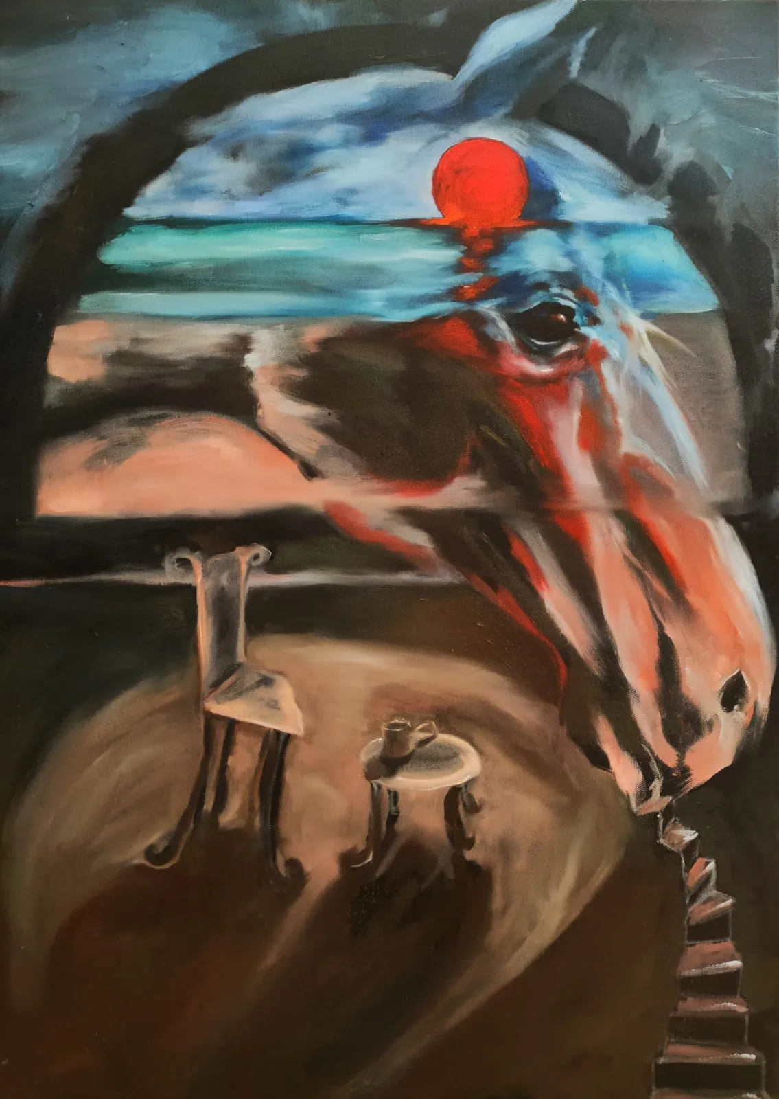 Widok z okna · olej na płótnie · 50 × 70 cm